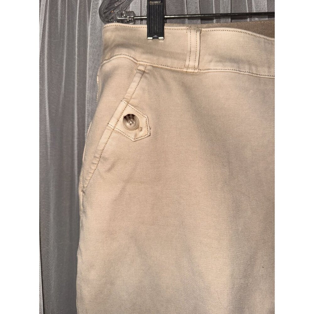 SPANX xl Tan Wide-Leg Cropped Pants Button Pockets For Women - Picture 5 of 8
